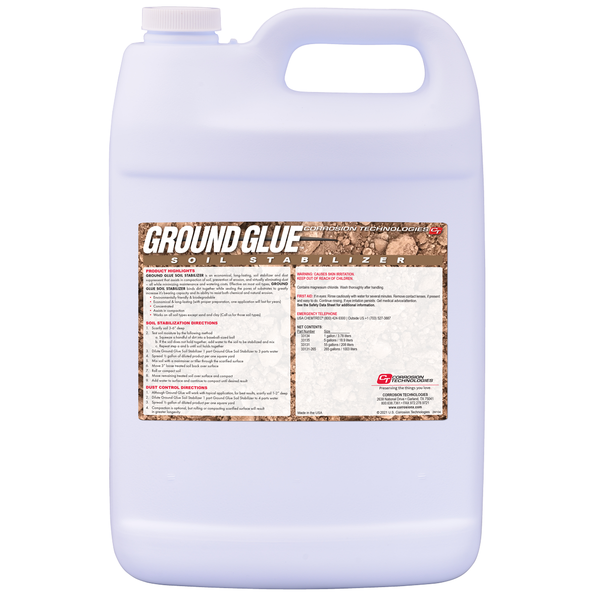 Estabilizador de suelos con pegamento molido