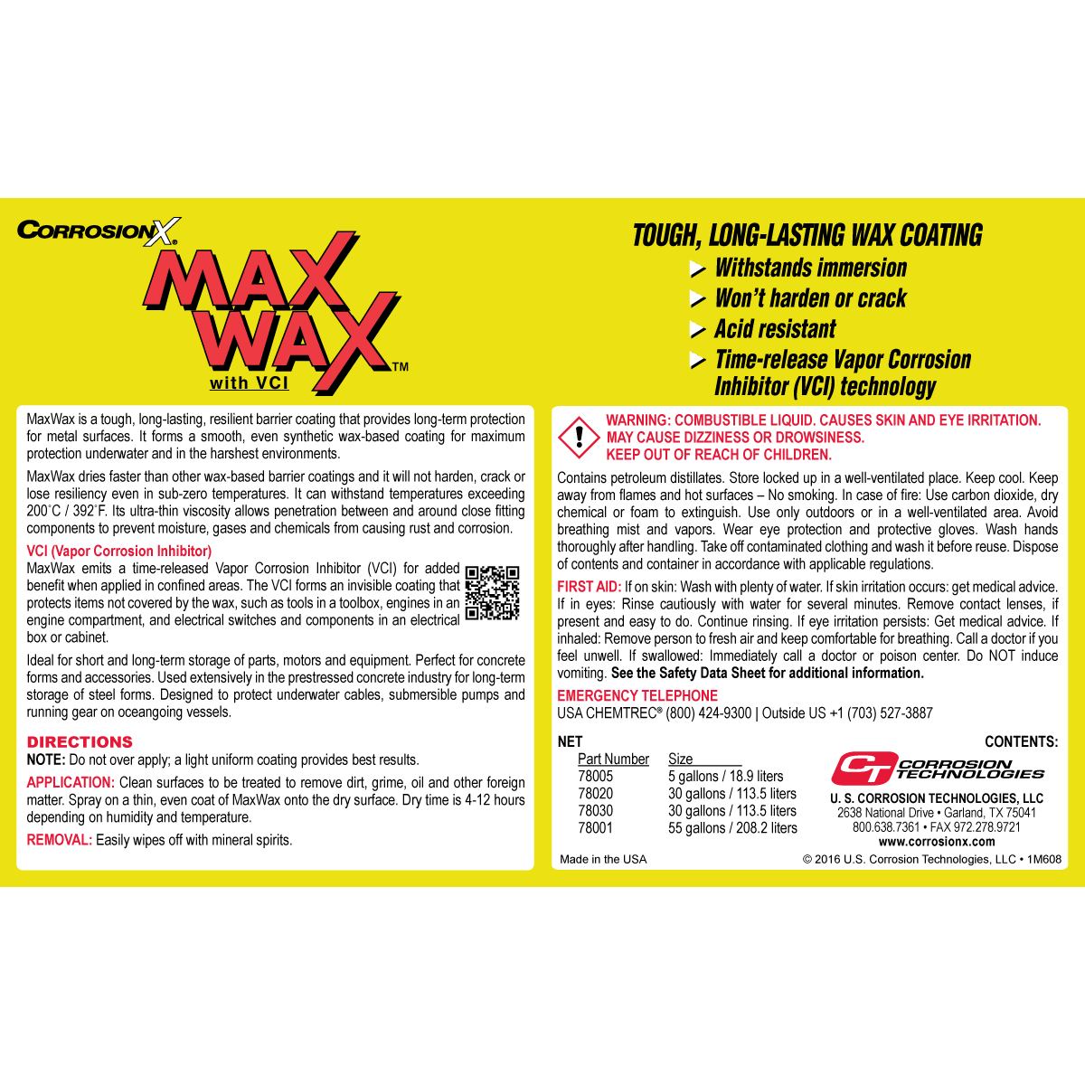 Recubrimiento preventivo contra la corrosión duradero y seco MaxWax